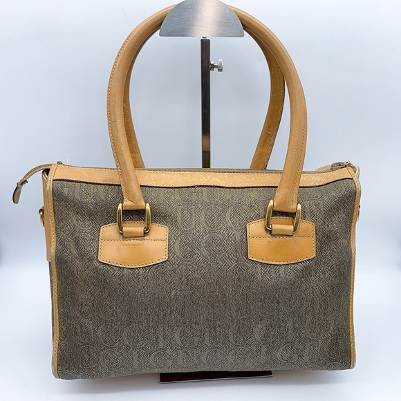 GUCCI Vintage Canvas GUCCI Logo Handbag in Tan - Picture 1 of 16
